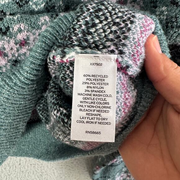 New BP. Nordstrom Fair Isle Geometric Print Crewneck Sweater Green Size Large - Picture 7 of 8